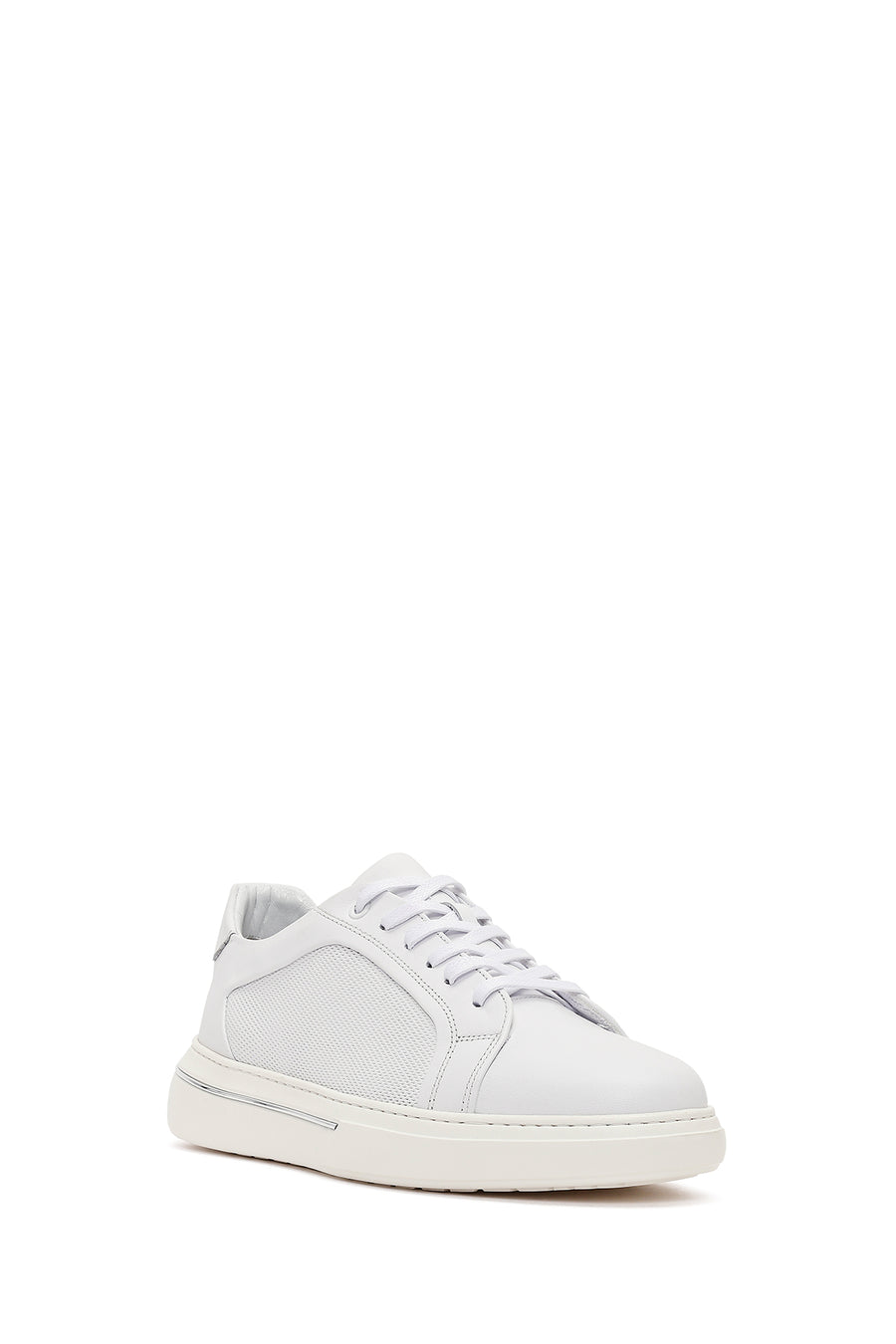 Erkek Beyaz Bağcıklı Deri Sneaker