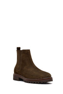 Women's Khaki Suede Leather Chelsea Boot | Derimod