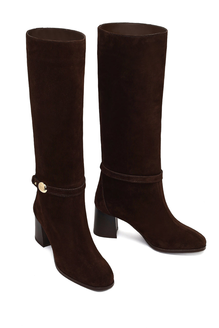 Women's Brown Buckled Suede Leather Boot