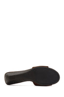 Women's Brown Thick-Soled Suede Leather Slippers | Derimod