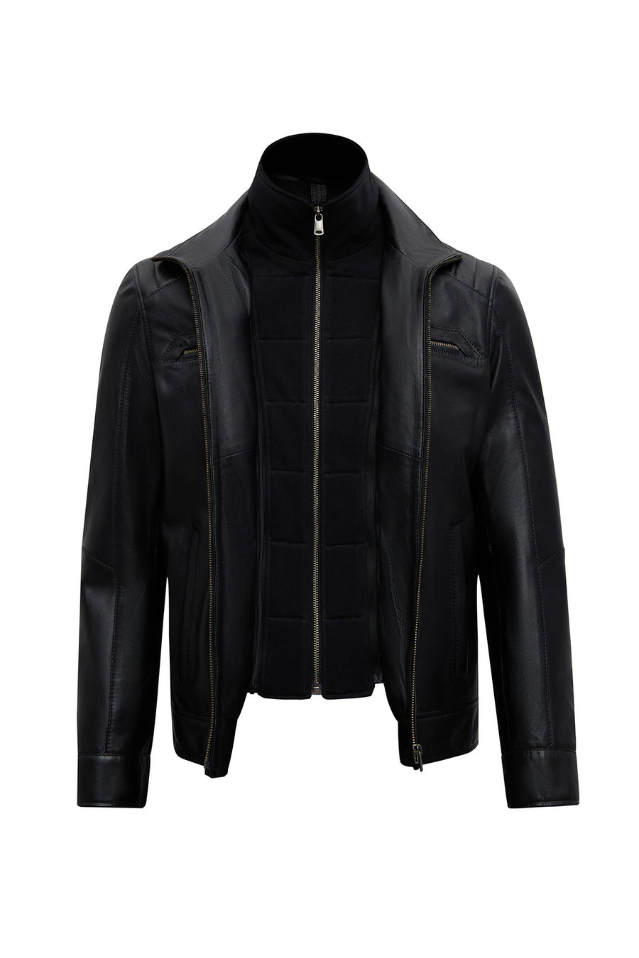 Elton Men's Black Turn-Down Collar Leather Jacket