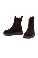 Woman Brown Thick-Soled Suede Chelsea Boots | Derimod