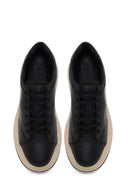 Erkek Siyah Bağcıklı Kalın Tabanlı Deri Sneaker | Derimod