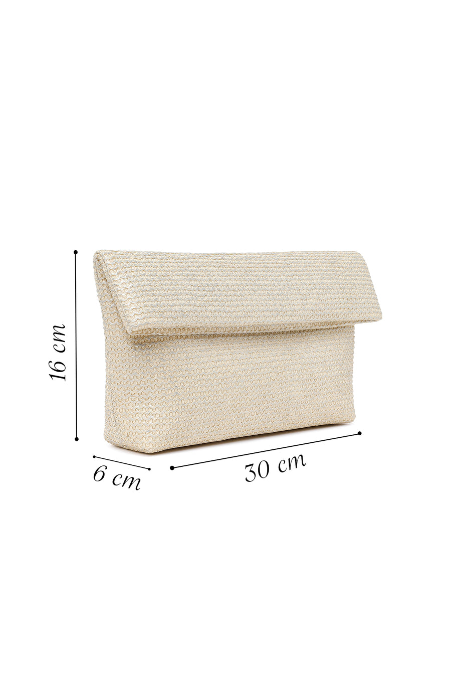 Woman Beige Braided Clutch Bag