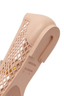 Women's Beige Jelly Ballet Flats with Rhinestones | Derimod