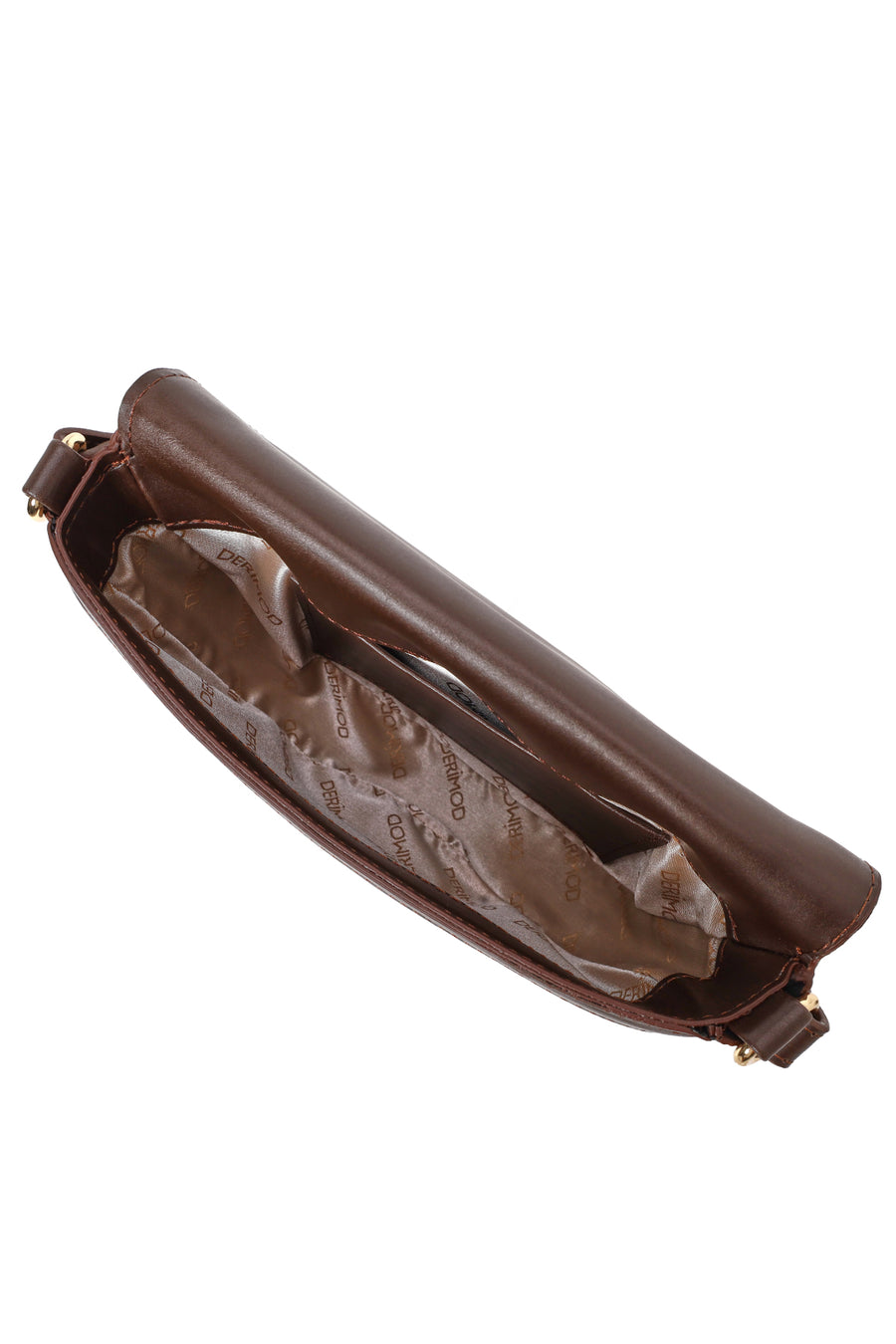 Woman Brown Long-Strap Printed Mini Crossbody Bag