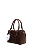 Woman Brown Long-Strap Accessorized Plush Shoulder Bag | Derimod