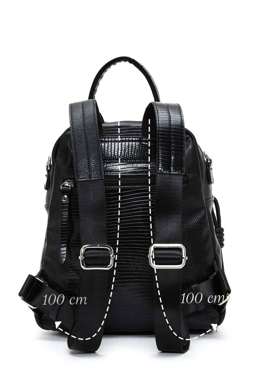 Woman Black Long-Strap Backpack