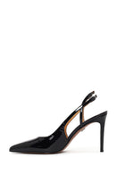 Woman Black Backless High Thin-Heeled Patent Leather Leather Shoes | Derimod