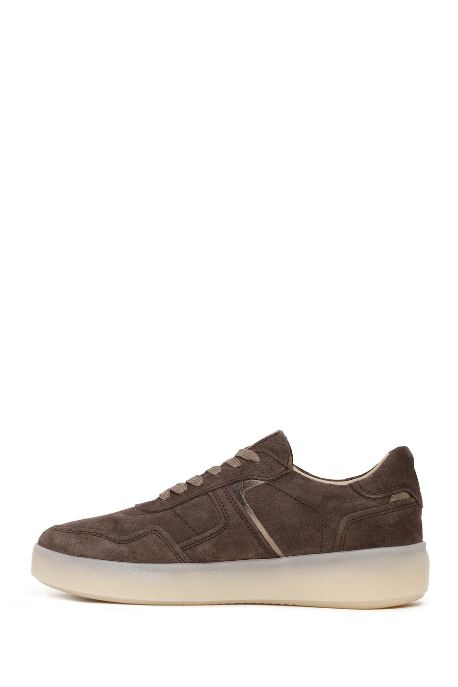 Woman Mink Lace-Up Suede Leather Sneaker