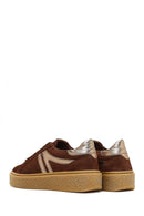 Woman Brown Lace-Up Suede Leather Sneaker | Derimod
