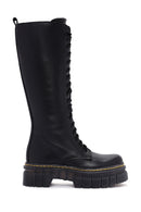 Women's Black Zippered Thick Soled Casual Leather Boots | Derimod