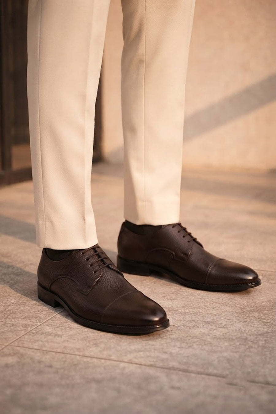 Male Brown Lace-up Leather Casual Shoes