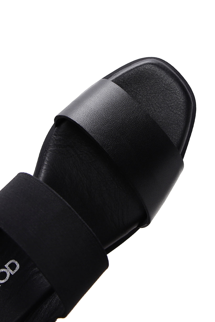 Kadın Siyah Deri Dolgu Topuk Comfort Sandalet