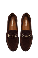 Woman Brown Buckled Suede Loafer | Derimod