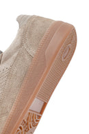 Woman Tan Laced Suede Leather Sneakers | Derimod