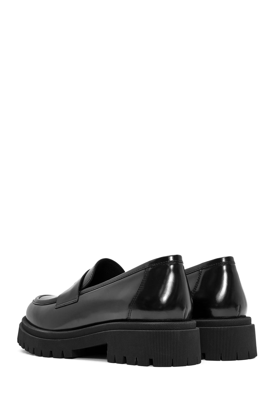 
Women's Black Thick Sole Leather Loafer
