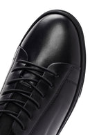 Erkek Siyah Bağcıklı Deri Sneaker | Derimod