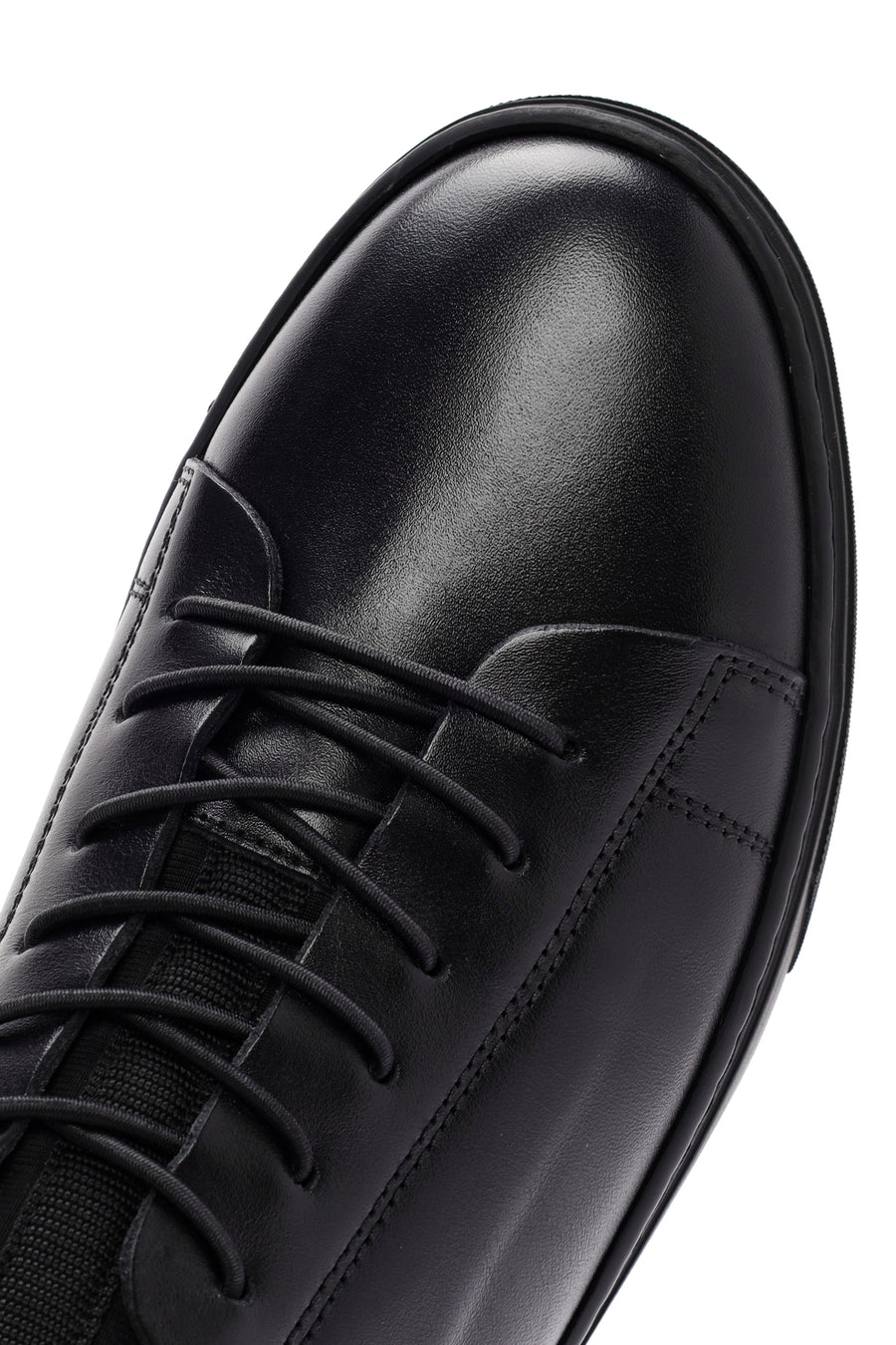 Erkek Siyah Bağcıklı Deri Sneaker