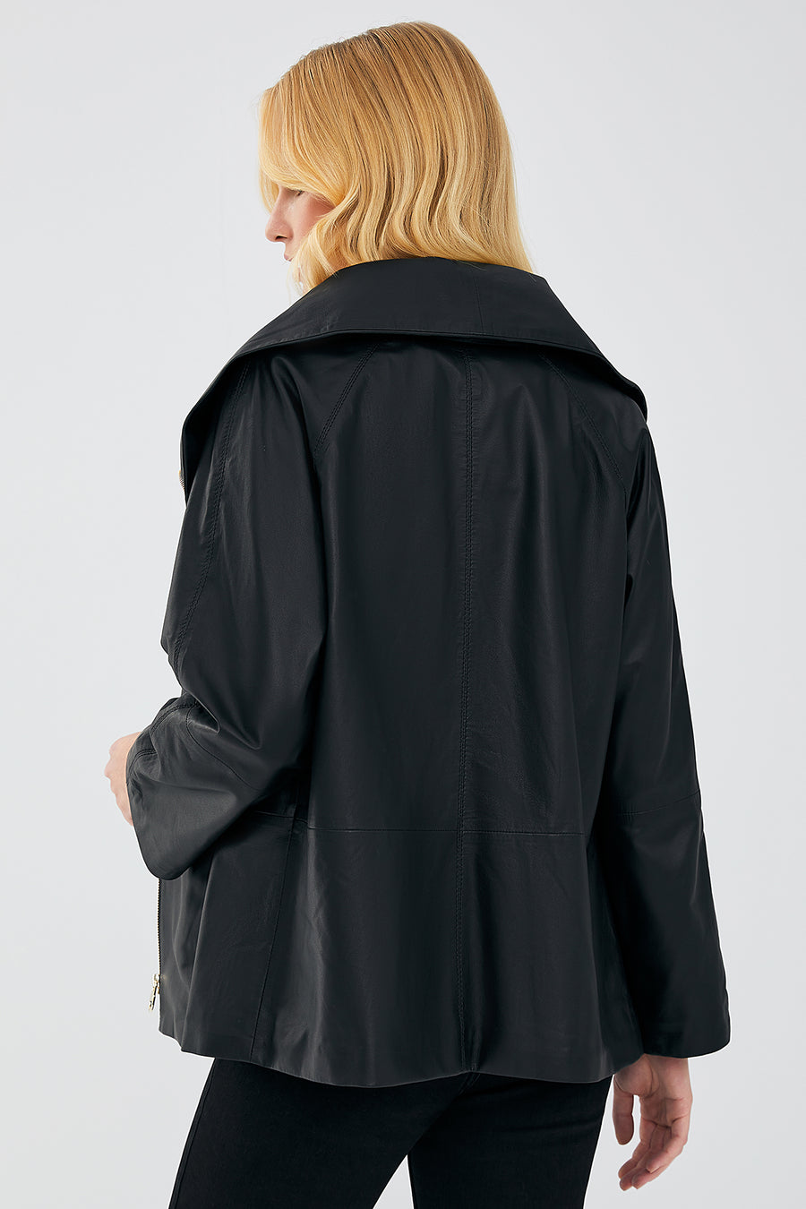 Felicita Kadın Siyah Oversize Deri Ceket