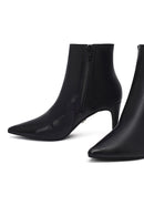 Woman Black Zip Closure Stiletto Heel Leather Boots | Derimod