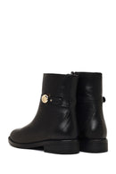 Women's Black Zippered Leather Boots | Derimod