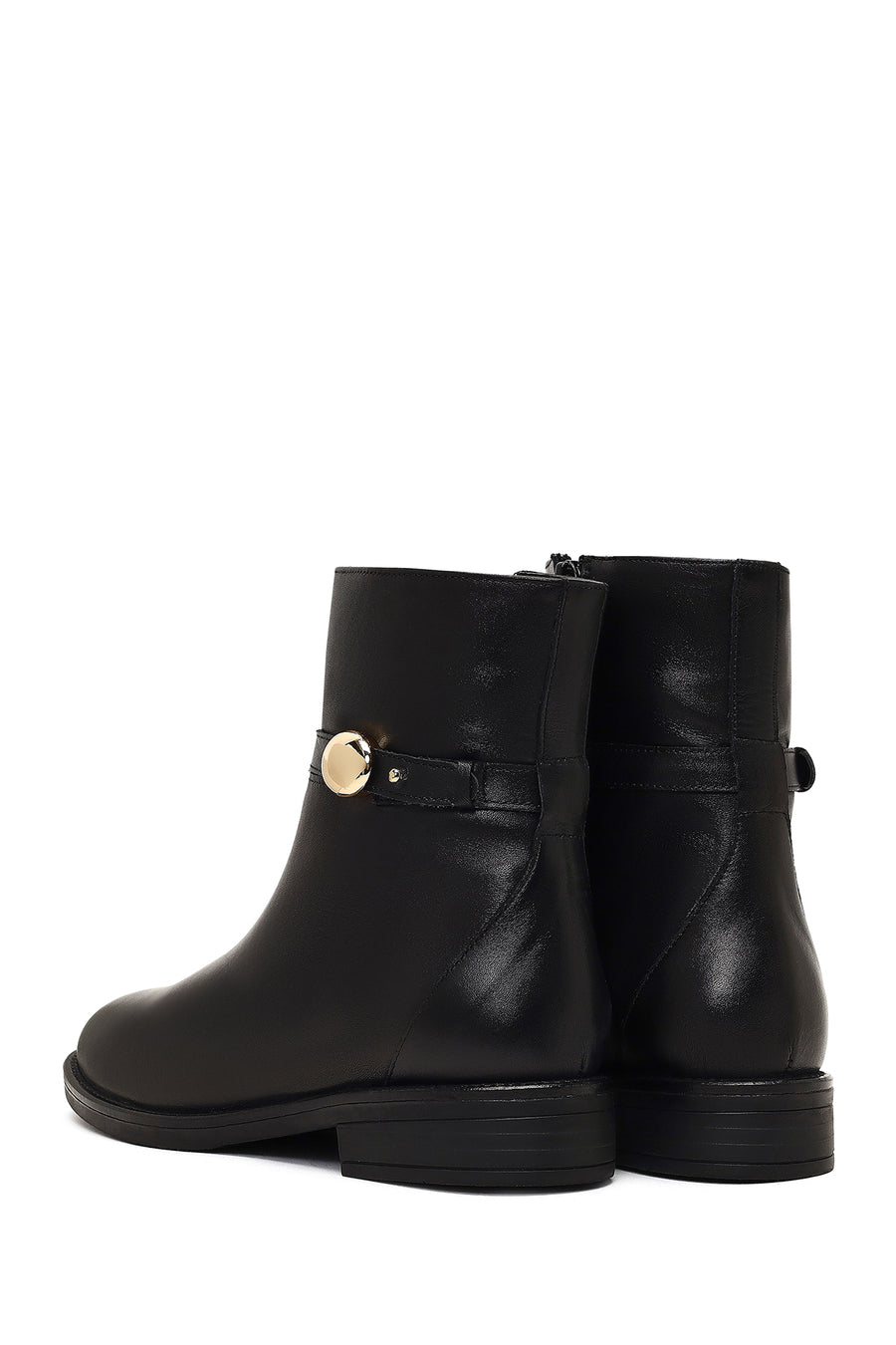 Women's Black Zippered Leather Boots