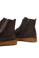 Men's Brown Zippered Thick-Soled Leather Boots | Derimod