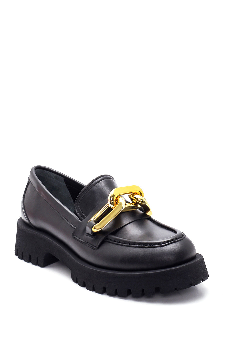 Women's Leather Chain Loafer
