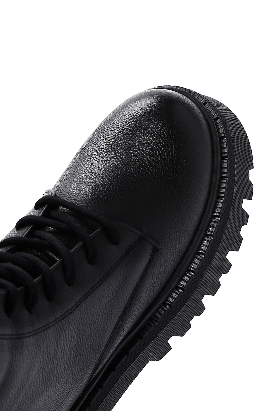Women's Black Leather Thick Soled Boots