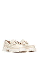 Women's Beige Leather Loafer | Derimod