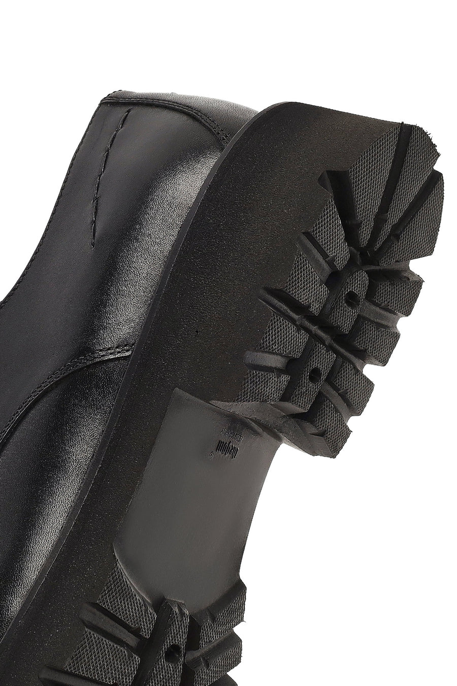 Men's Black Lace-Up Thick-Soled Leather Casual Shoe