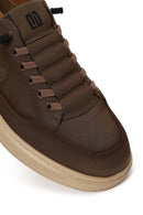 Derimod Zero Male Brown Lace-up Thick-soled Fabric Sneaker | Derimod