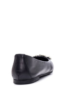 Women's Leather Stone Ballerinas | Derimod