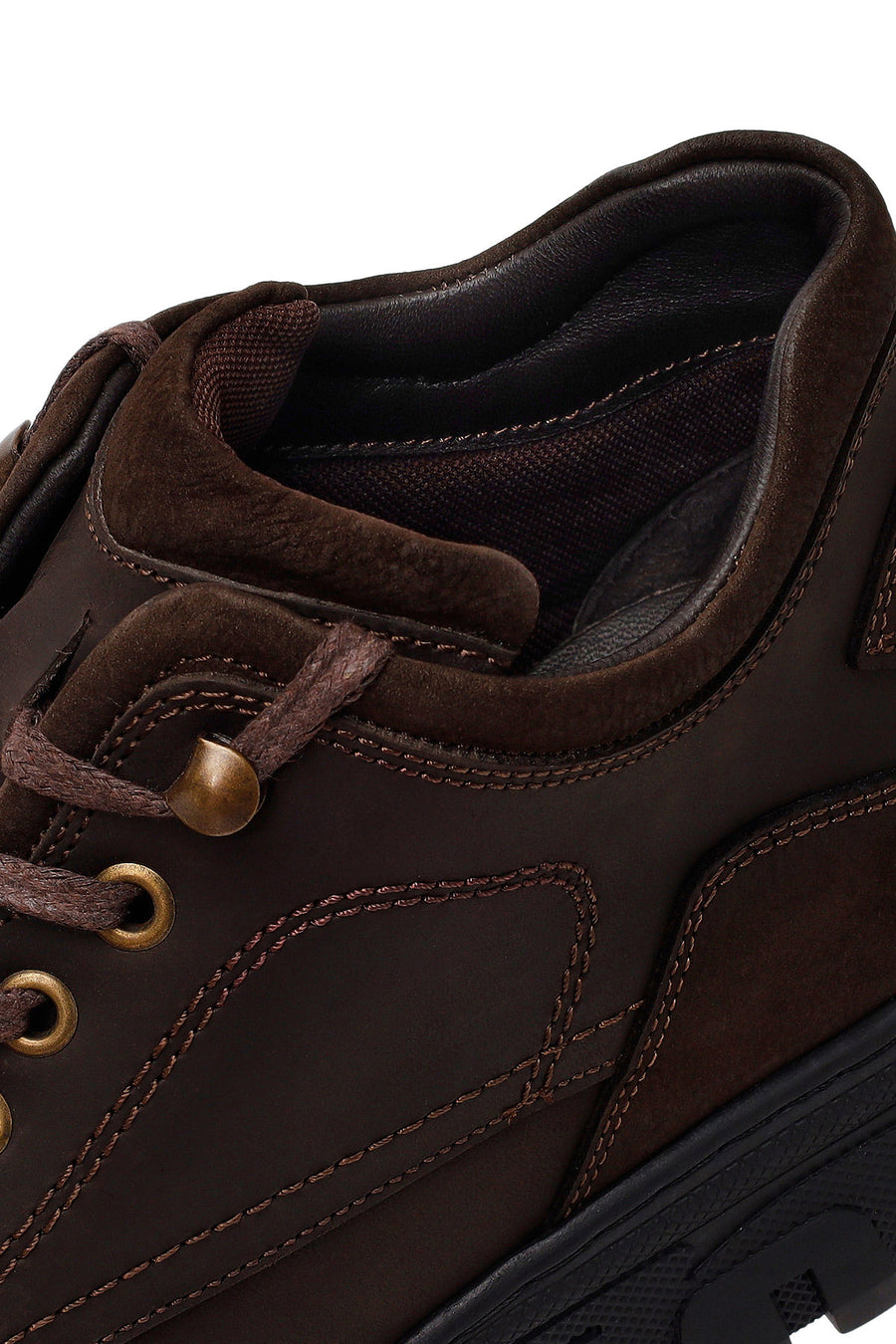 Male Brown Lace-Up Chunky-Soled Nubuck Leather Casual Boots
