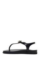 Women's Black Buckle Thong Leather Sandals | Derimod