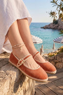 Woman Powder Buckled Fabric Mary Jane Ballerine flats | Derimod