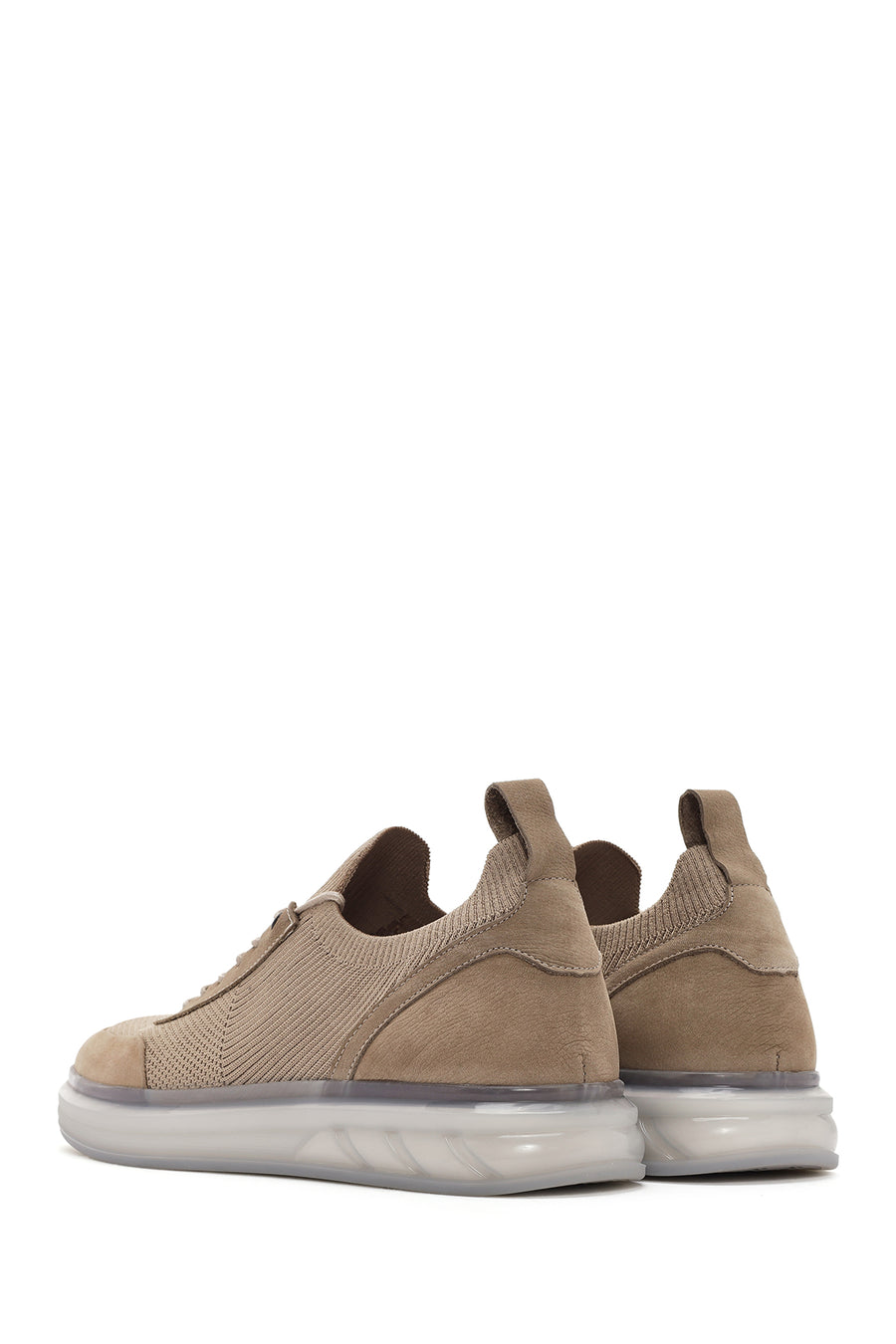 Erkek Vizon Kalın Tabanlı Bağcıklı Kumaş Sneaker