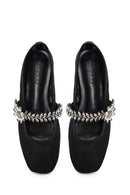 Woman Black Embellished Ballet Flat | Derimod