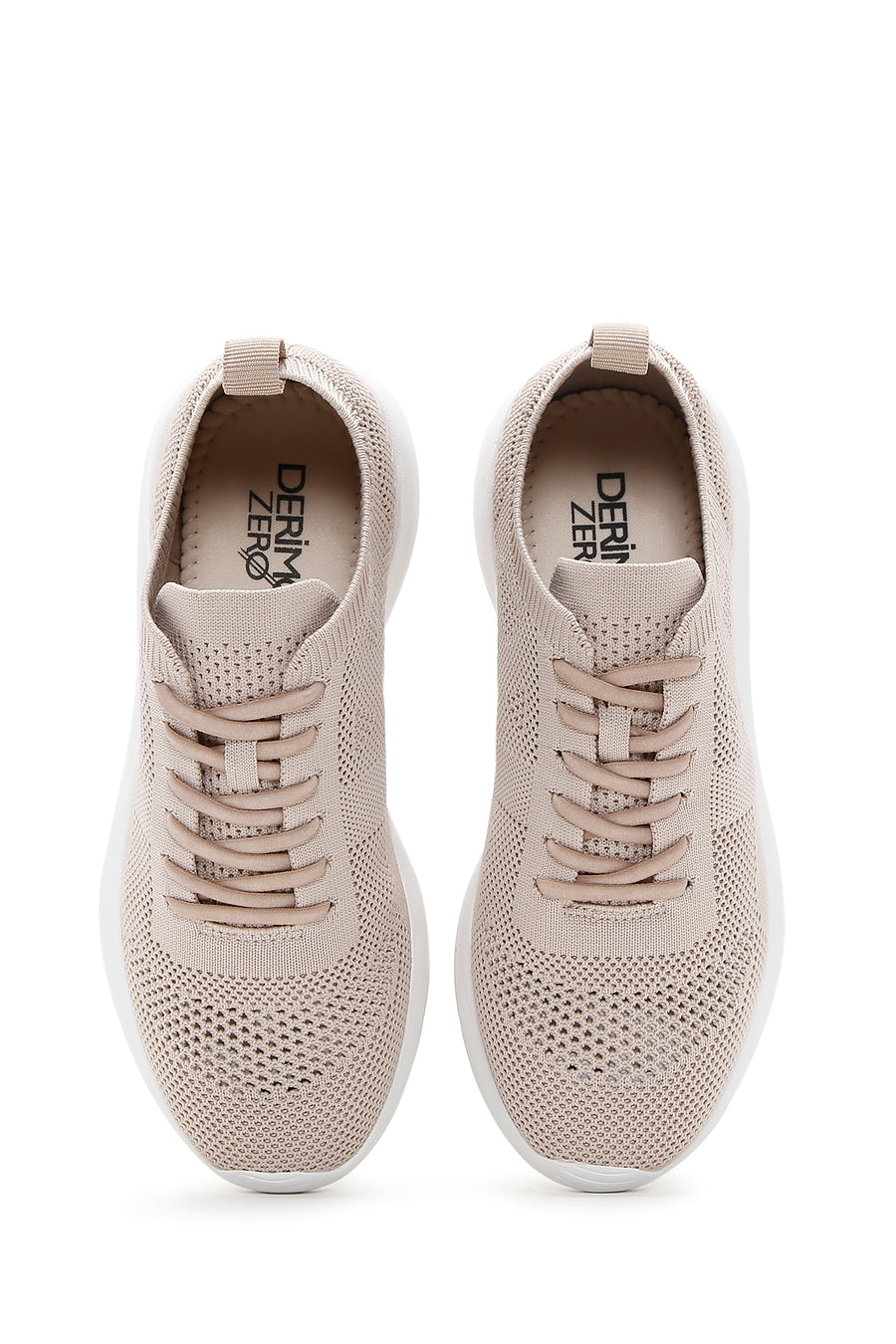 Derimod Zero Women's Beige Lace-Up Thick-Sole Sneakers