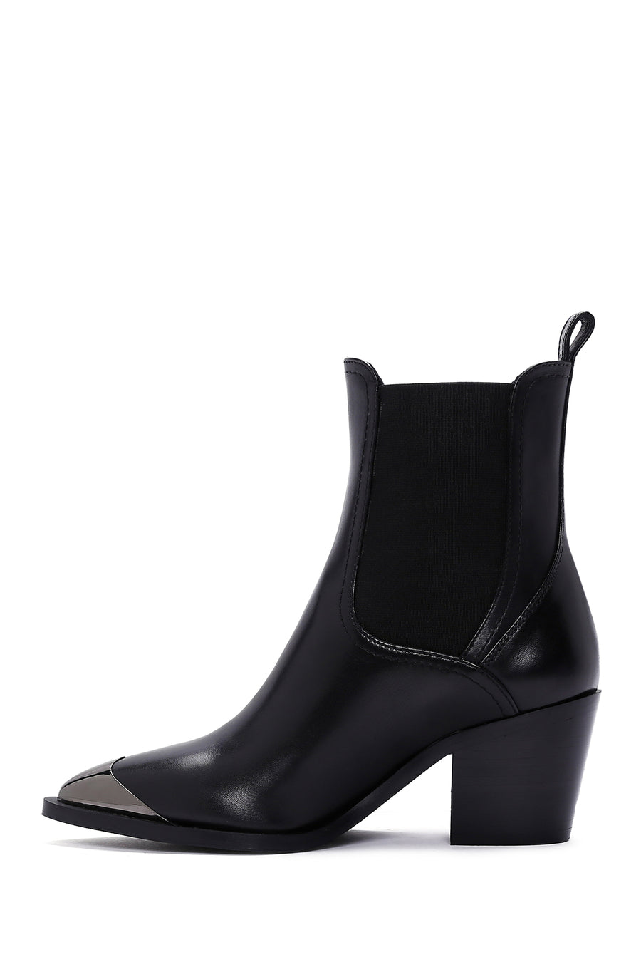 Women's Black Heeled Leather Chelsea Boots