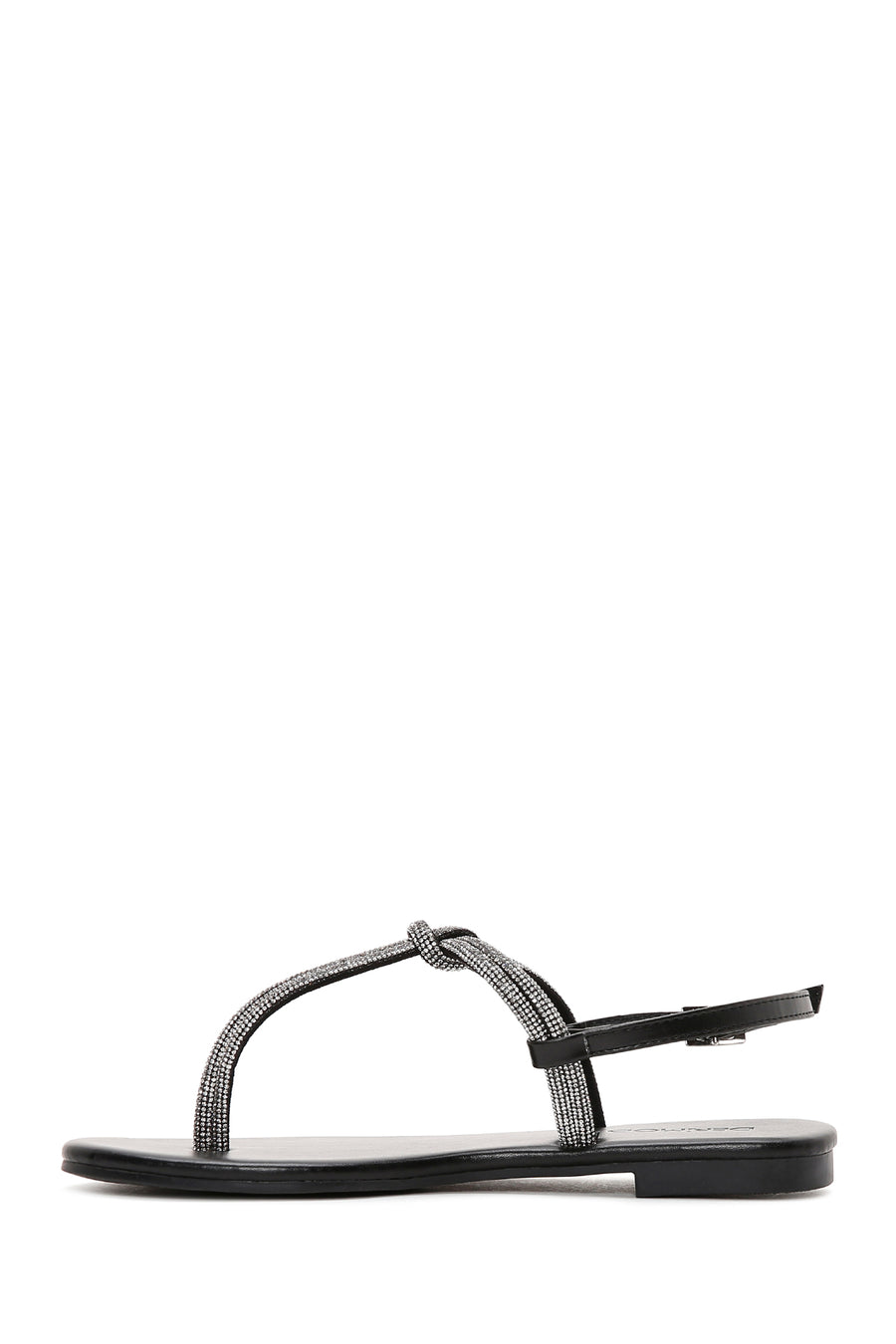 Women's Black Ankle Strap Flip Flop Sandals with Stones