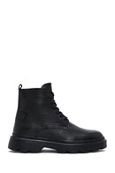 Male Black Zip Closure Thick-Soled Leather Boots | Derimod