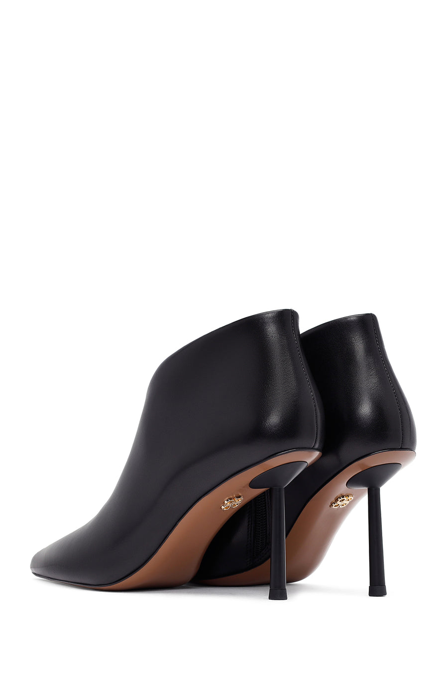 Women's Black Zippered Thin Heeled Leather Boot