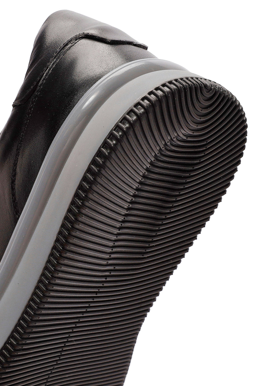 Erkek Siyah Bağcıklı Deri Sneaker