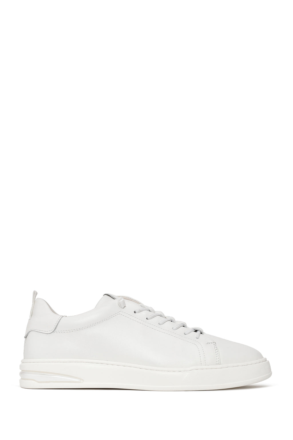 Erkek Beyaz Bağcıklı Deri Sneaker