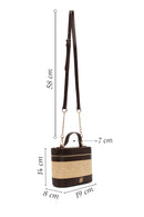 Woman Brown Long-Strap Printed Mini Box Crossbody Bag | Derimod