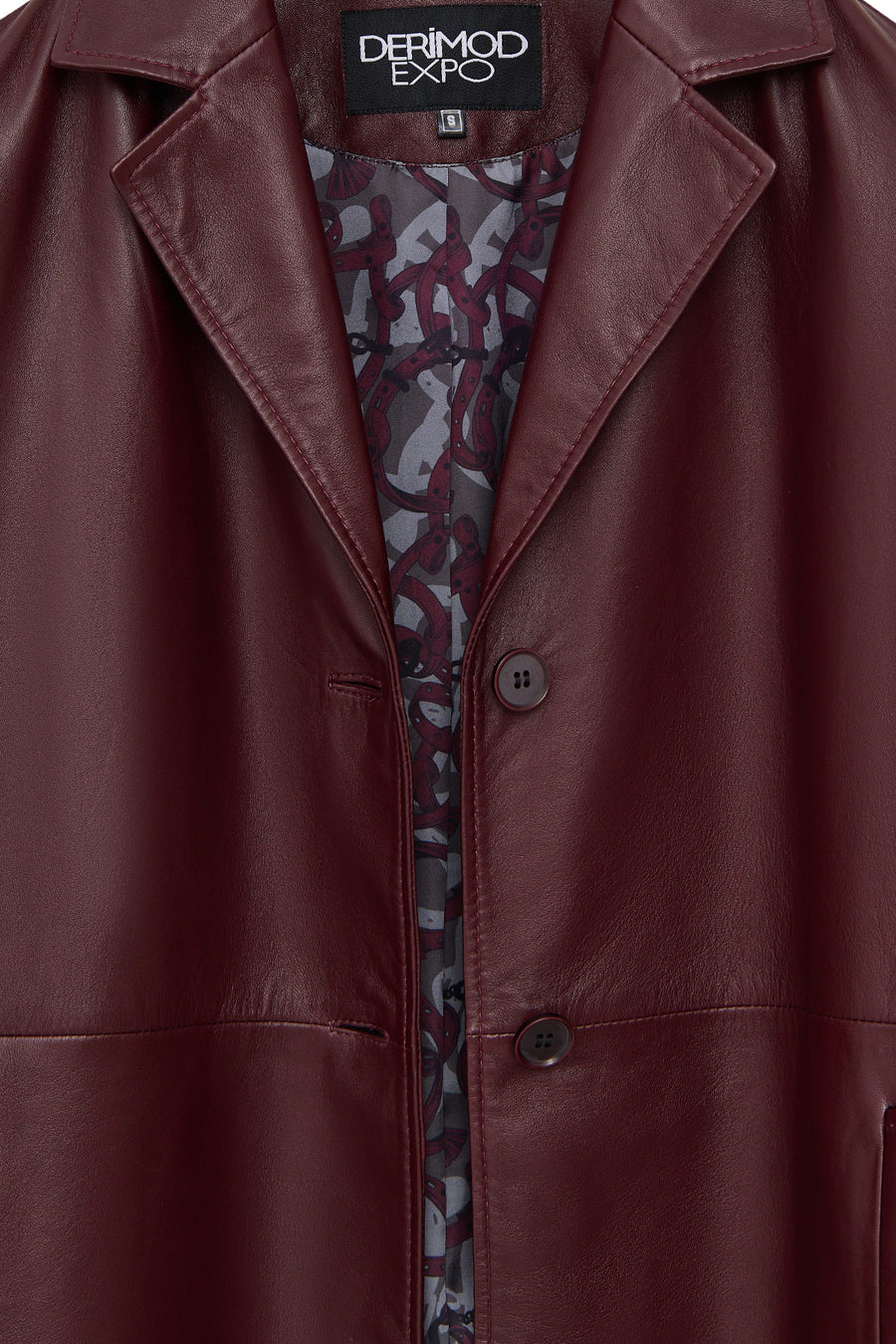 Emma Women's Burgundy Long Leather Coat