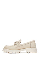 Women's Beige Leather Loafer | Derimod