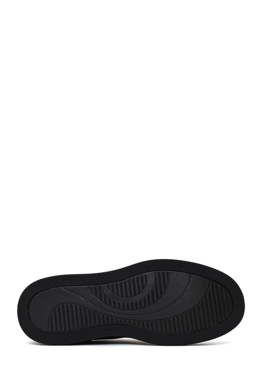 Erkek Siyah Bağcıklı Kalın Tabanlı Deri Sneaker
